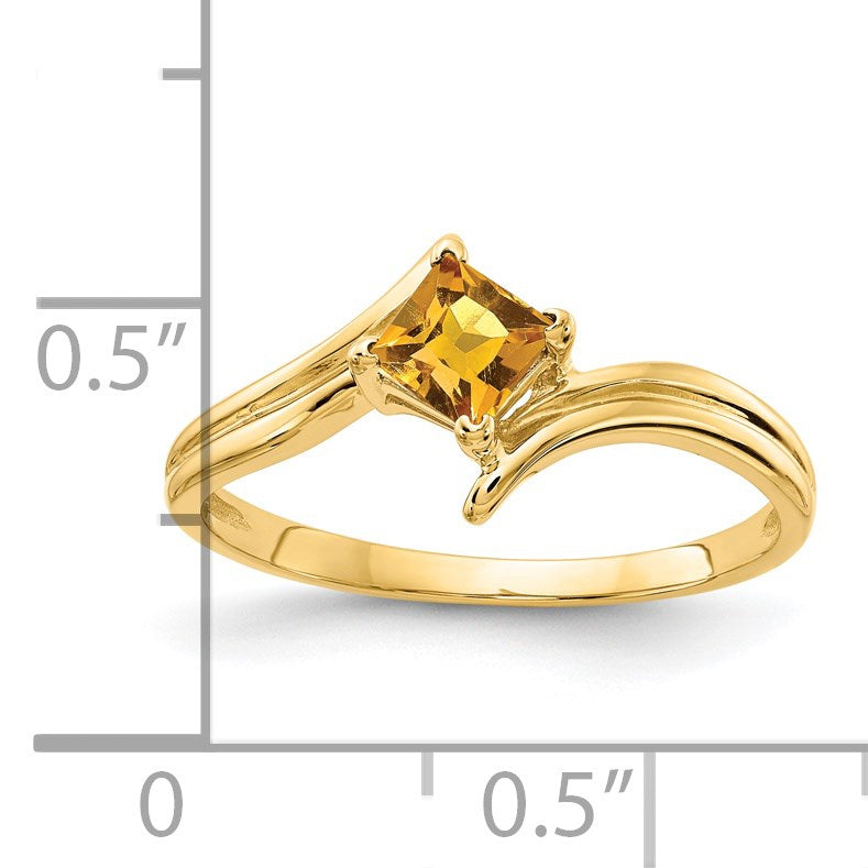 14k 4mm Princess-cut Citrine Ring