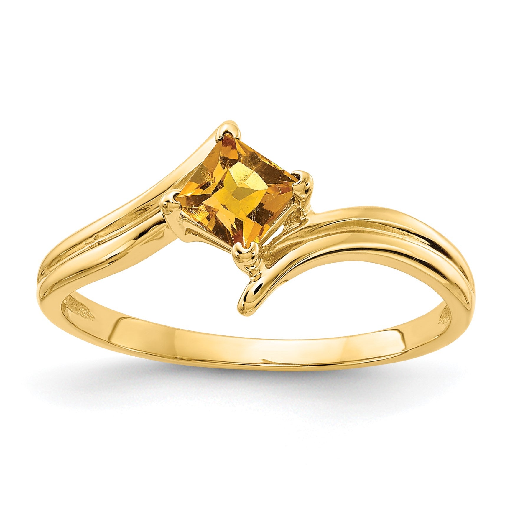14k 4mm Princess-cut Citrine Ring