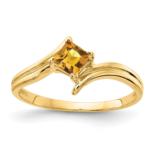 14k 4mm Princess-cut Citrine Ring