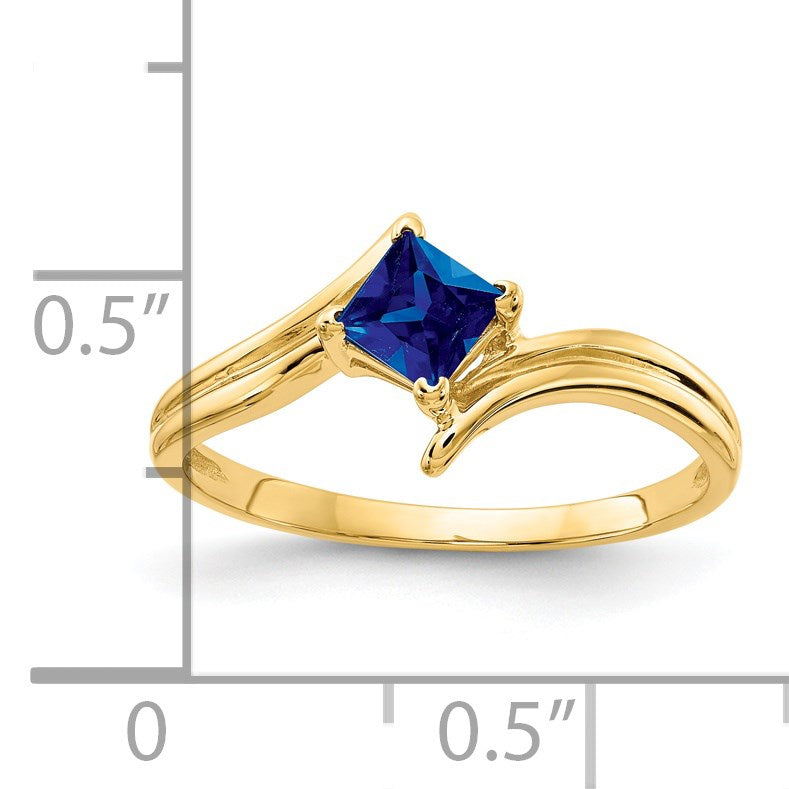14k 4mm Princess-cut Blue Sapphire Ring