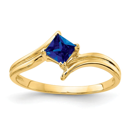 14k 4mm Princess-cut Blue Sapphire Ring