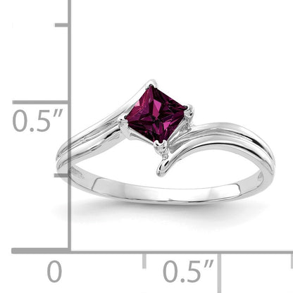 14k White Gold 4mm Princess-cut Rhodolite Garnet Bypass Ring