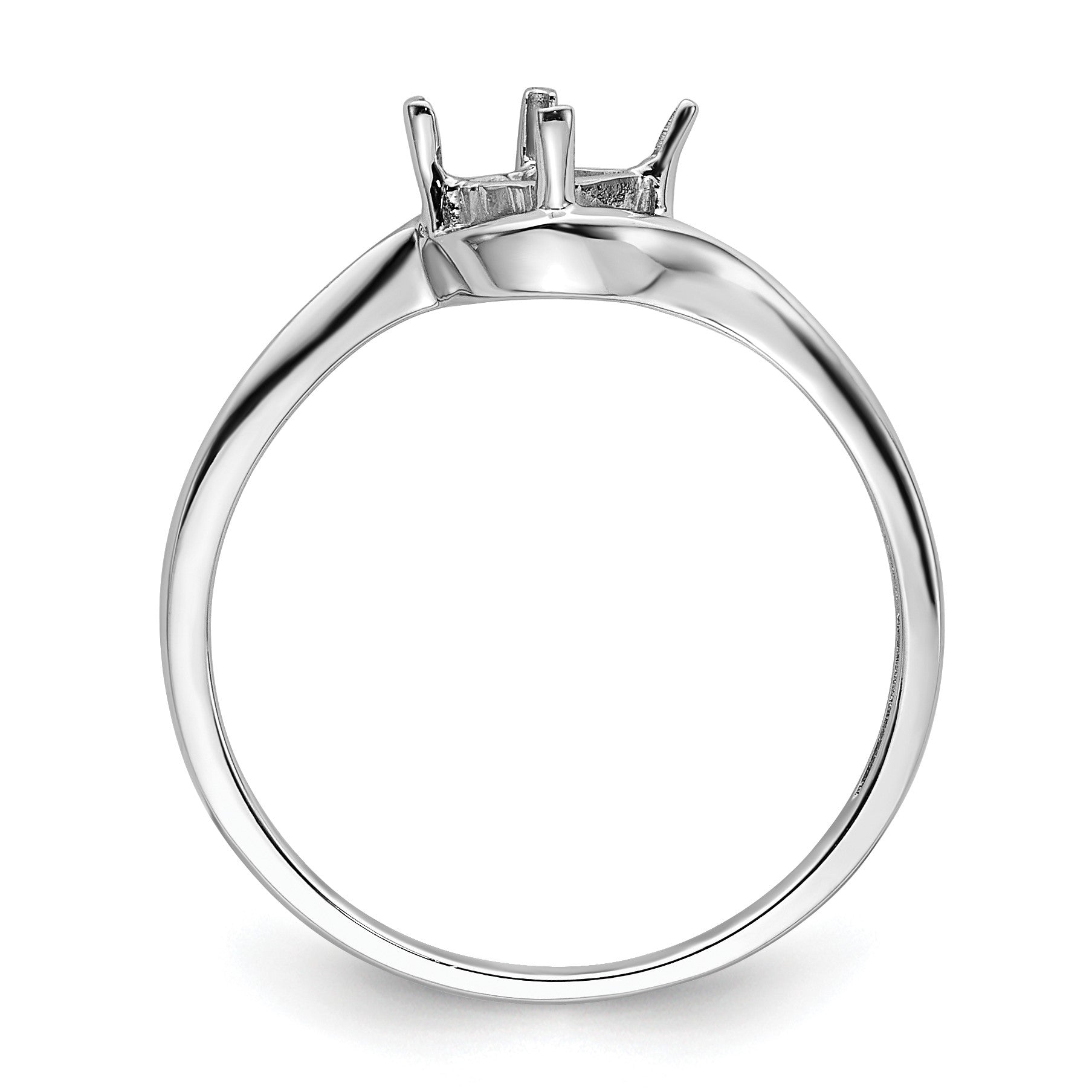 14k White Gold Holds 4mm Princess Gemstone Ring Mounting