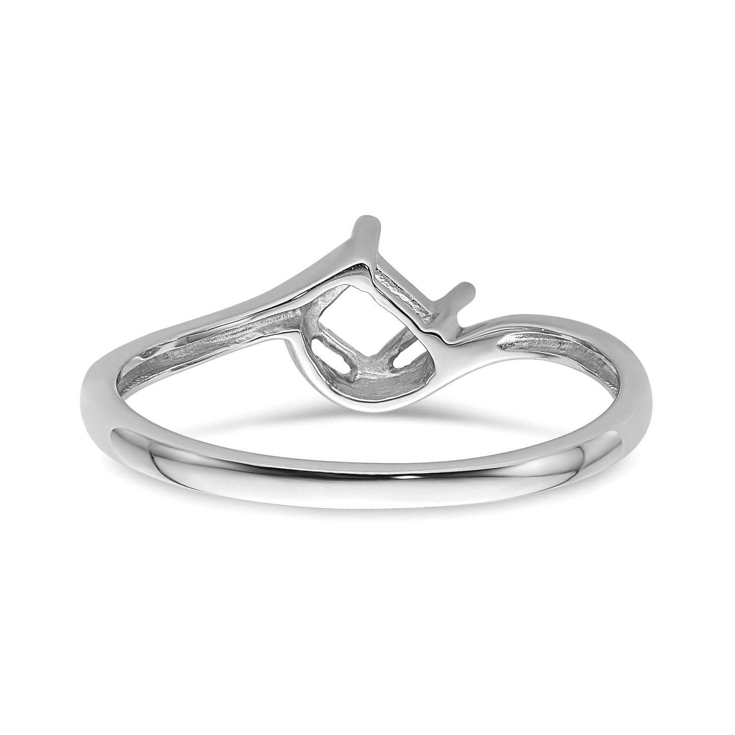 14k White Gold Holds 4mm Princess Gemstone Ring Mounting