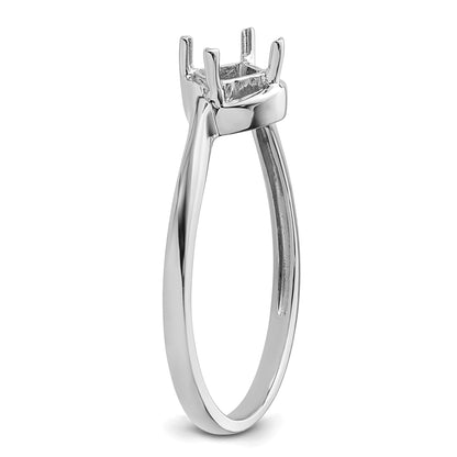 14k White Gold Holds 4mm Princess Gemstone Ring Mounting