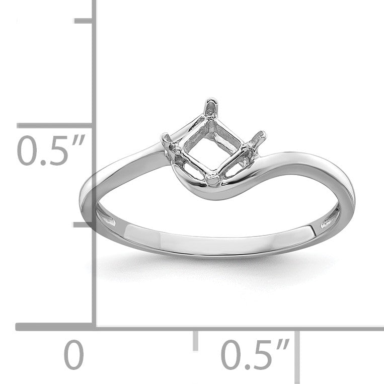 14k White Gold Holds 4mm Princess Gemstone Ring Mounting