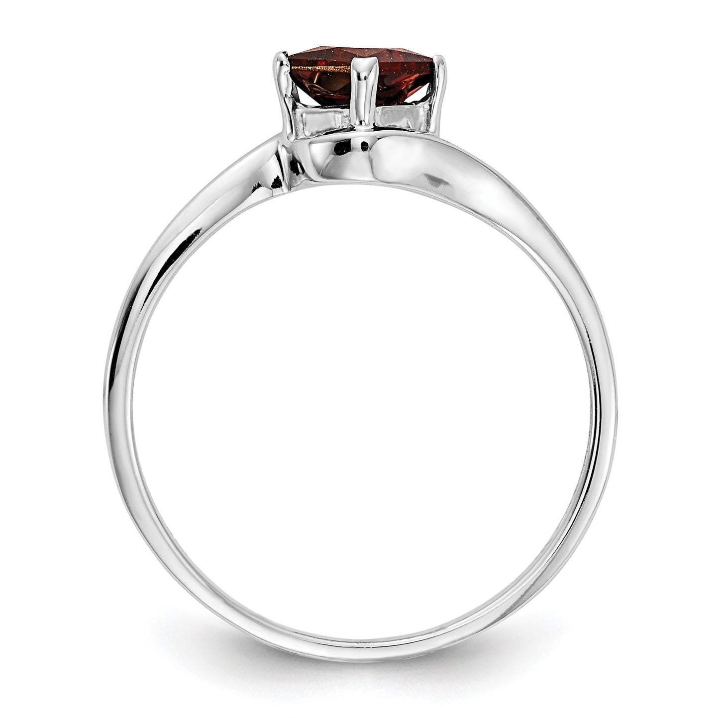 14k White Gold 4mm Princess-cut Garnet Bypass Ring