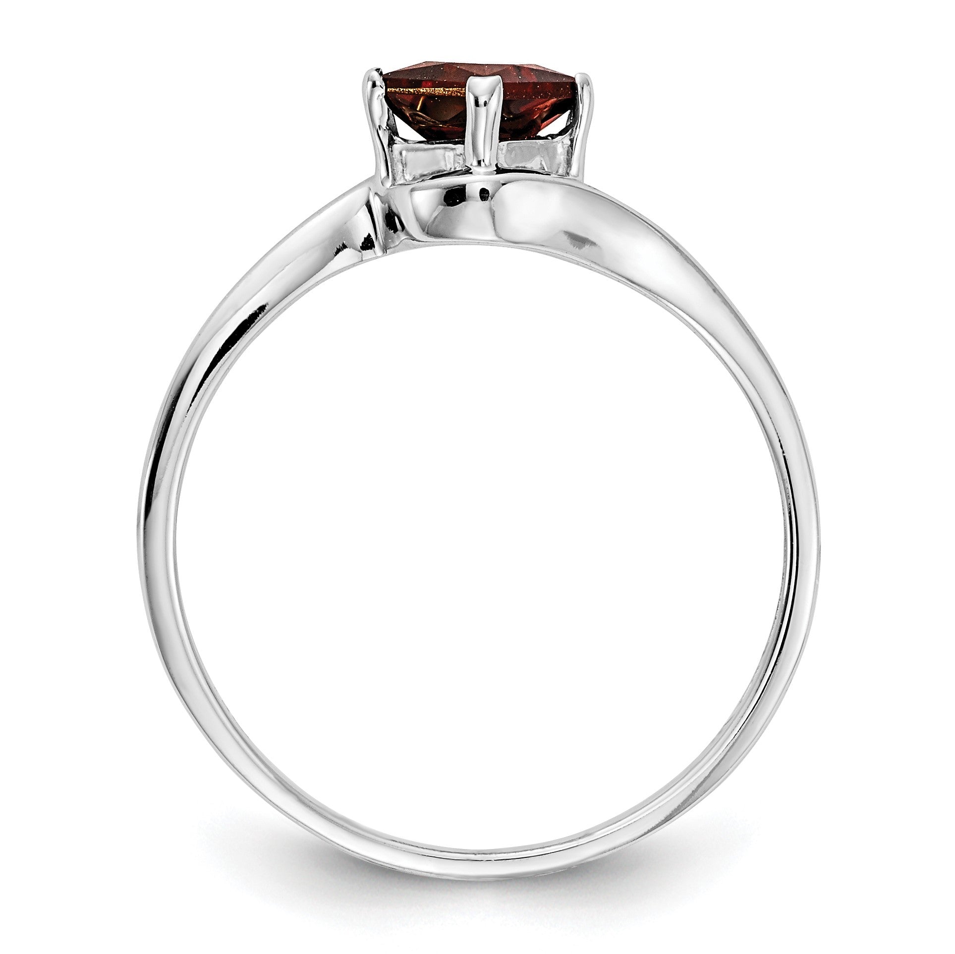 14k White Gold 4mm Princess-cut Garnet Bypass Ring