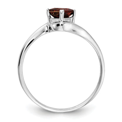 14k White Gold 4mm Princess-cut Garnet Bypass Ring