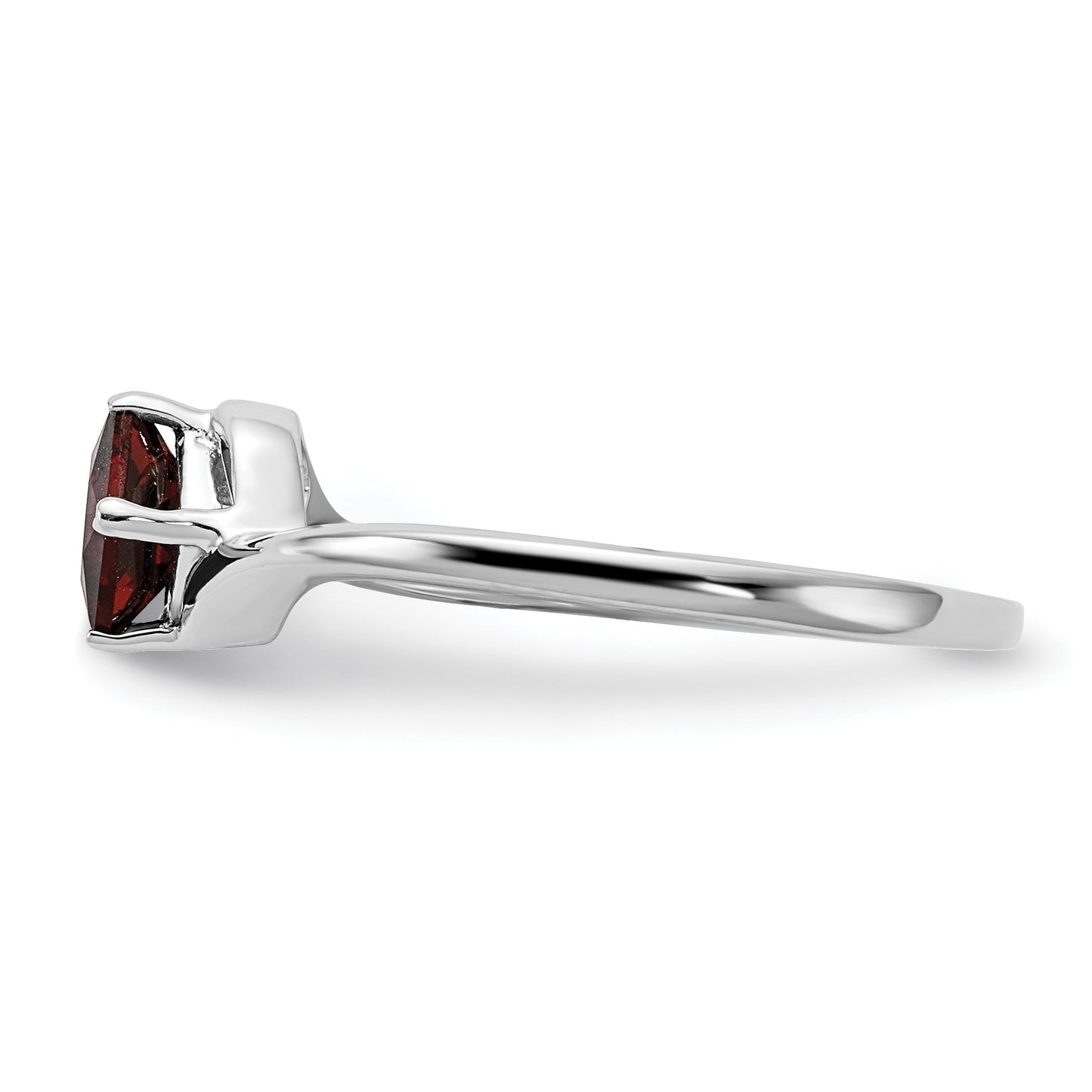 14k White Gold 4mm Princess-cut Garnet Bypass Ring