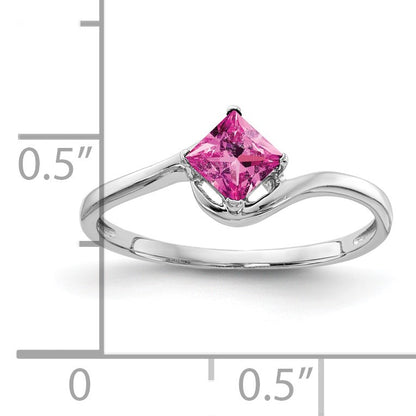 14k White Gold 4mm Princess-Cut Pink Sapphire Ring