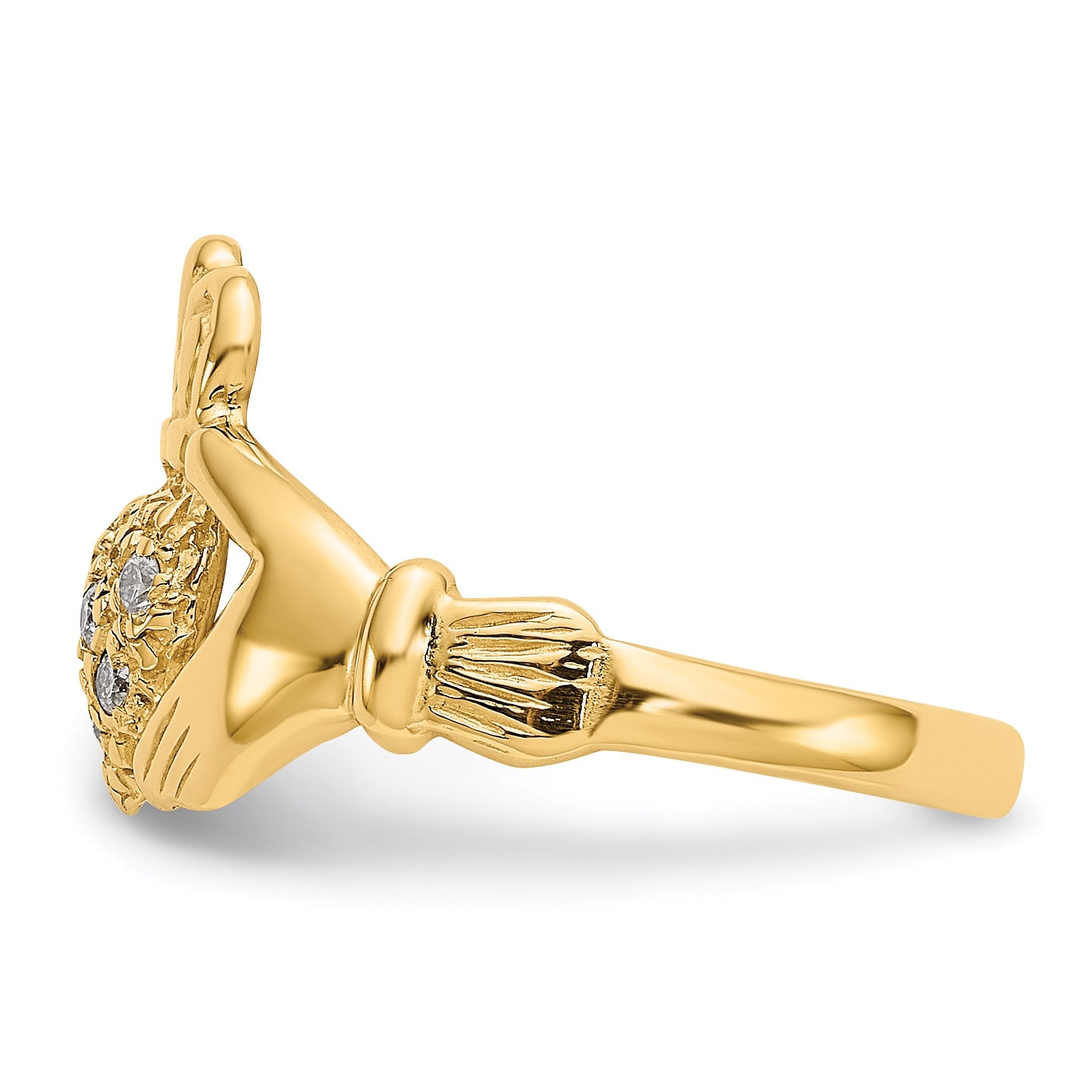 14k 1/10 carat AA Diamond Claddagh Ring