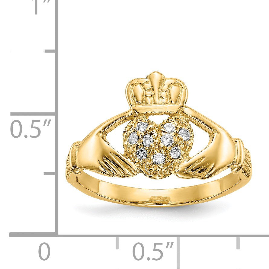 14k 1/10 carat AA Diamond Claddagh Ring