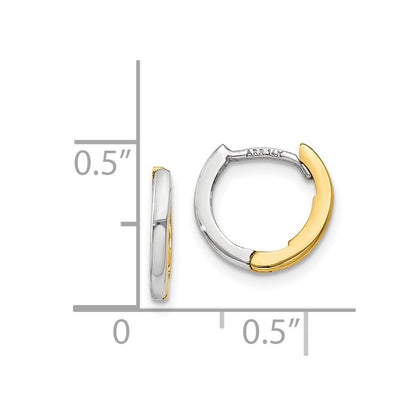 14k Two-tone Mini 1.35mm Round Hinged Hoop Earrings