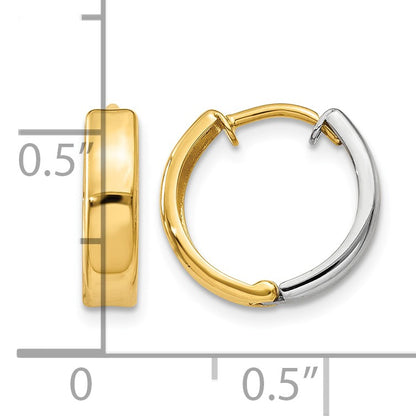 14k Two-tone Hinged Hoop Earrings