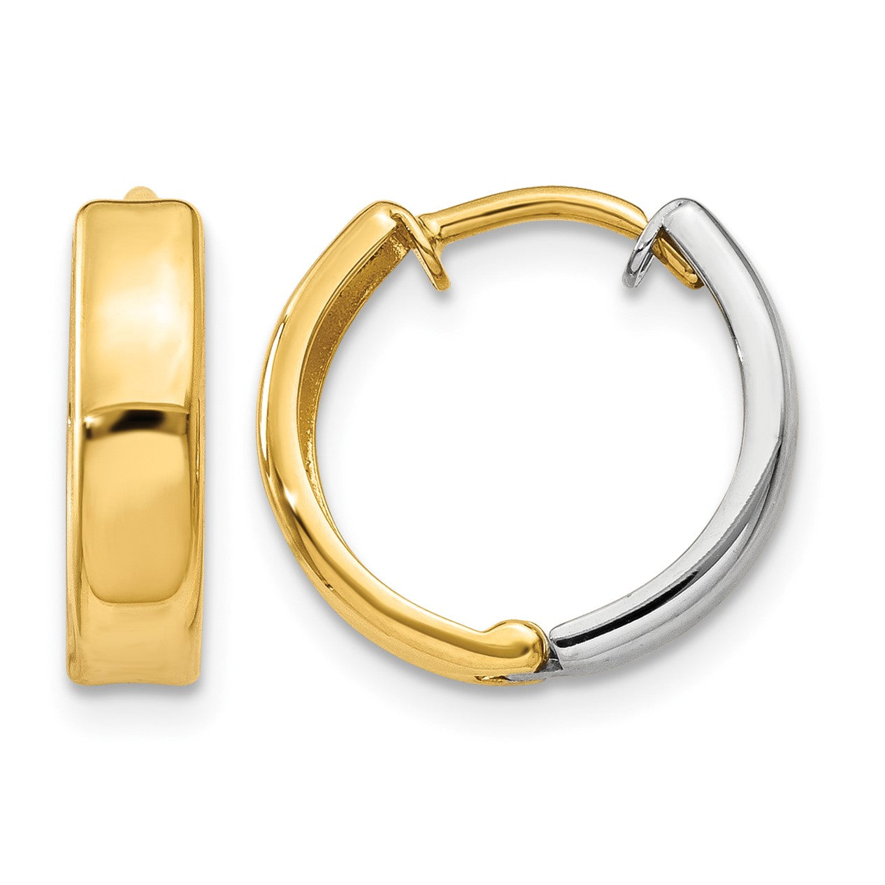 14k Two-tone Hinged Hoop Earrings