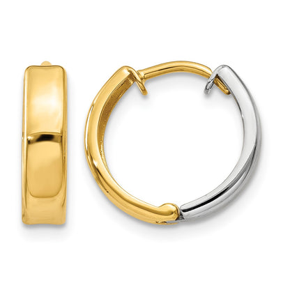 14k Two-tone Hinged Hoop Earrings
