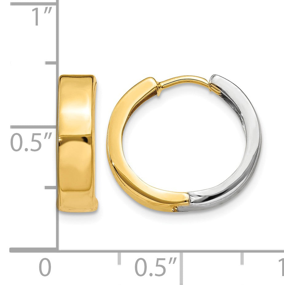 14k Two-tone Hinged Hoop Earrings