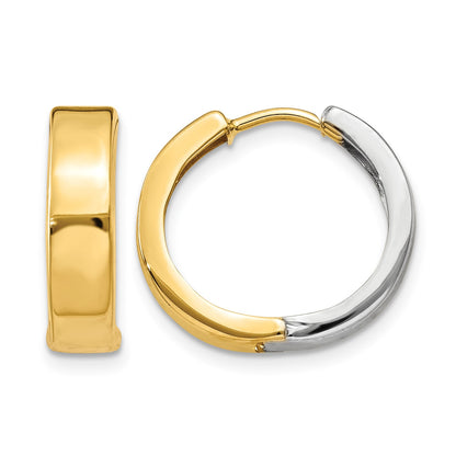14k Two-tone Hinged Hoop Earrings