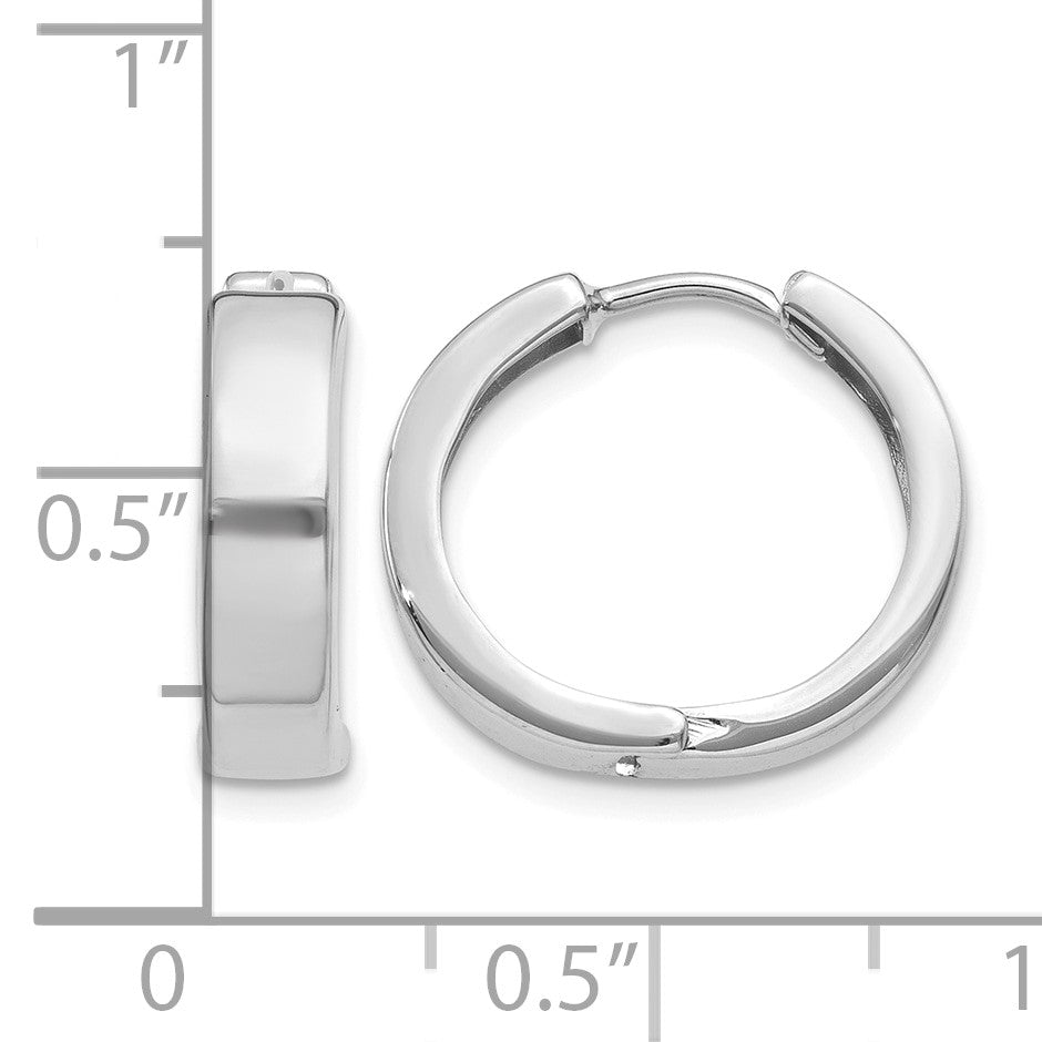 14k White Gold Round Hinged Hoop Earrings
