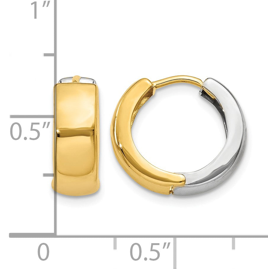 14k Two-tone Hinged Hoop Earrings