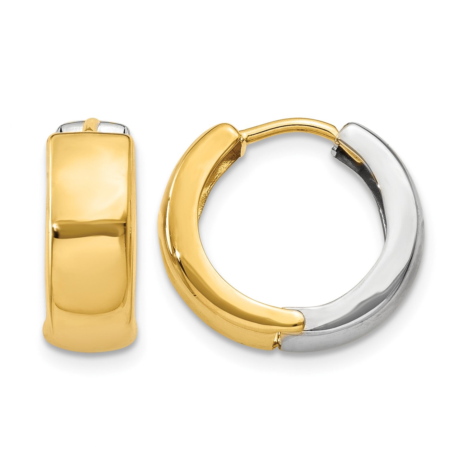 14k Two-tone Hinged Hoop Earrings