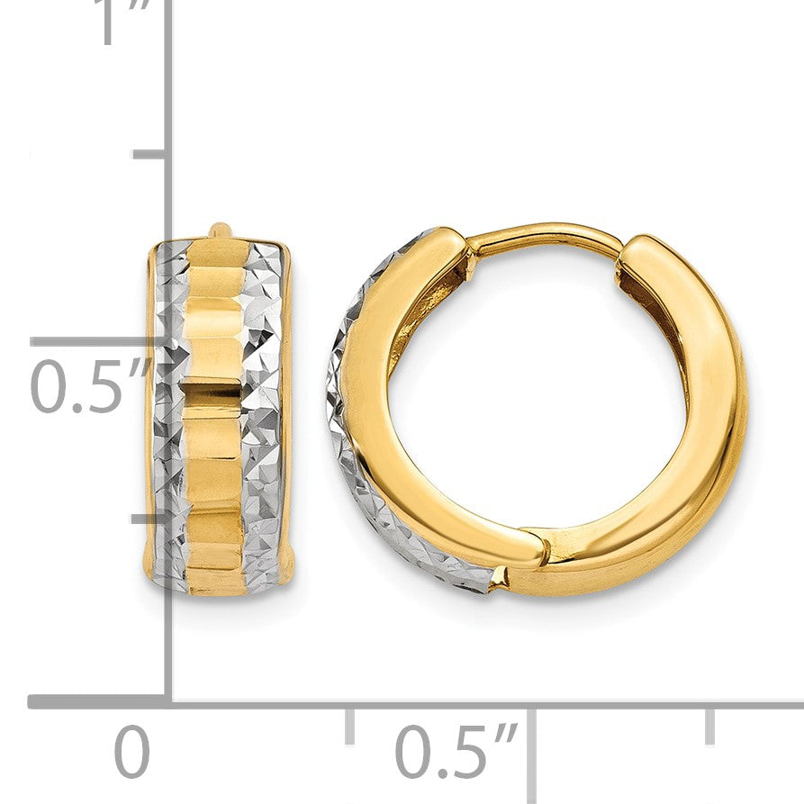 14k & Rhodium Hinged Hoop Earrings