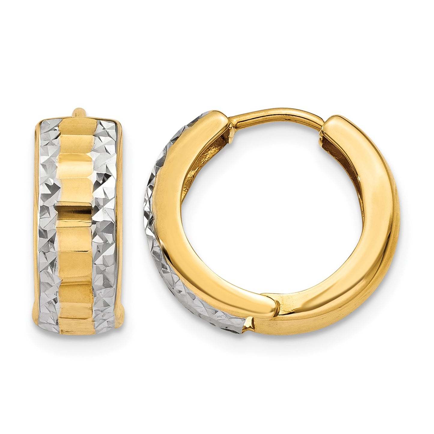 14k & Rhodium Hinged Hoop Earrings