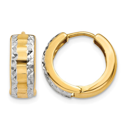 14k & Rhodium Hinged Hoop Earrings