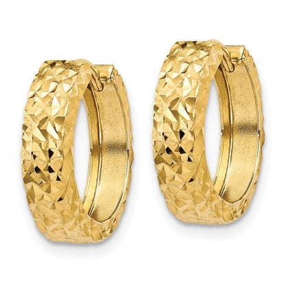 14k Diamond-cut Hinged Hoop Earrings