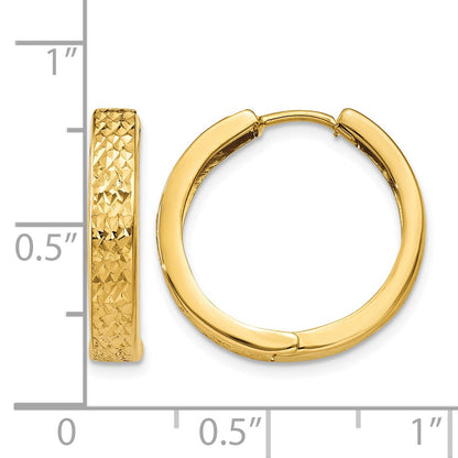 14k Diamond-cut Hinged Hoop Earrings