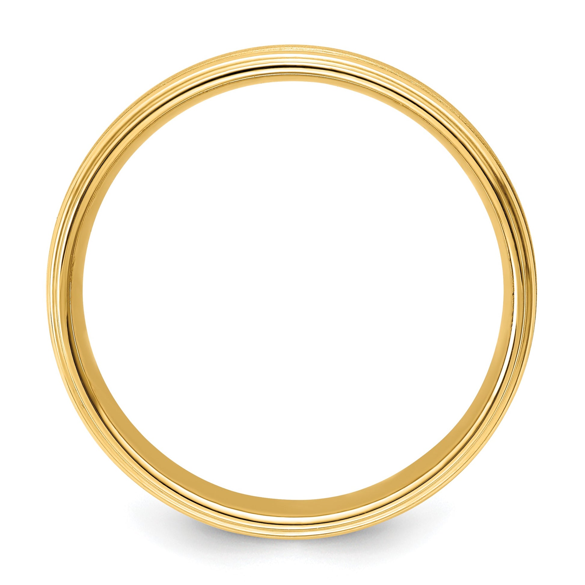 14k Yellow Gold 6mm Heavyweight Comfort Fit Brushed Satin/Polished Milgrain Grooved Edge Wedding Band Size 12