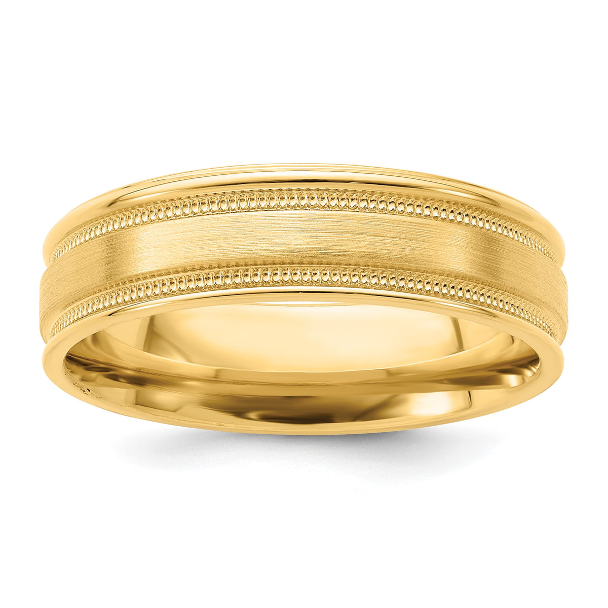 14k Yellow Gold Standard Comfort Fit Brush Satin Fancy Band