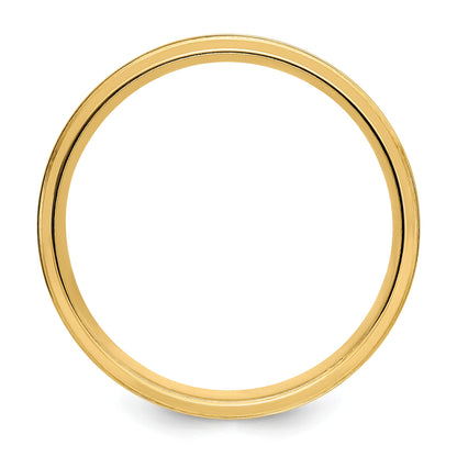 14k Yellow Gold 6mm Heavyweight Comfort Fit Brushed Satin/Polished Line Edge Wedding Band Size 10