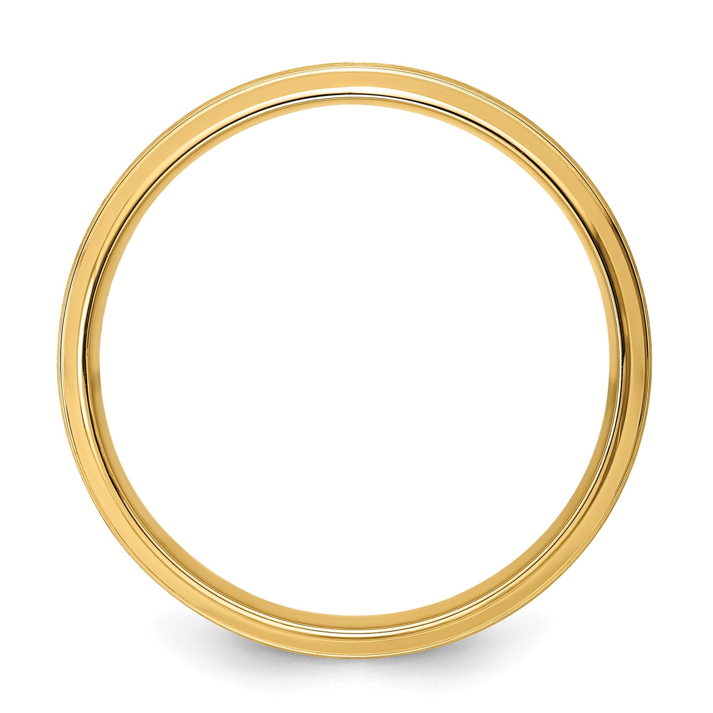 14k Yellow Gold 6mm Standard Weight Comfort Fit Brushed Satin Line Edge Wedding Band Size 10