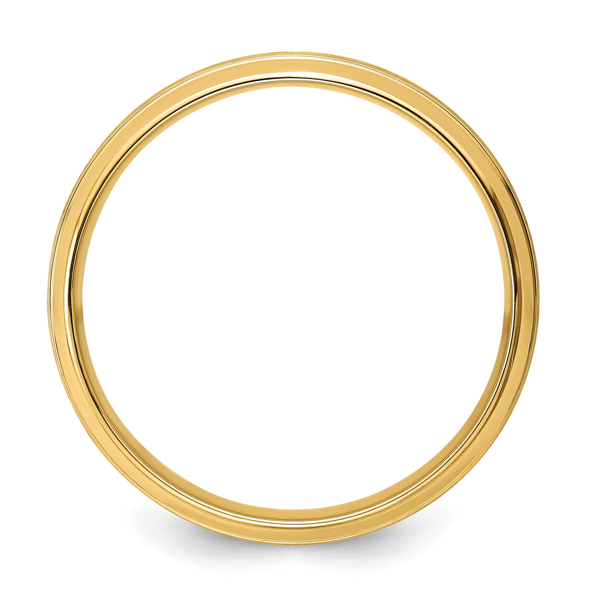 14k Yellow Gold 6mm Standard Weight Comfort Fit Brushed Satin Line Edge Wedding Band Size 10