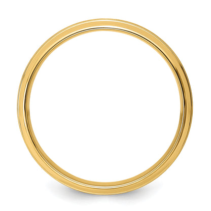 14k Yellow Gold 6mm Standard Weight Comfort Fit Brushed Satin Line Edge Wedding Band Size 8