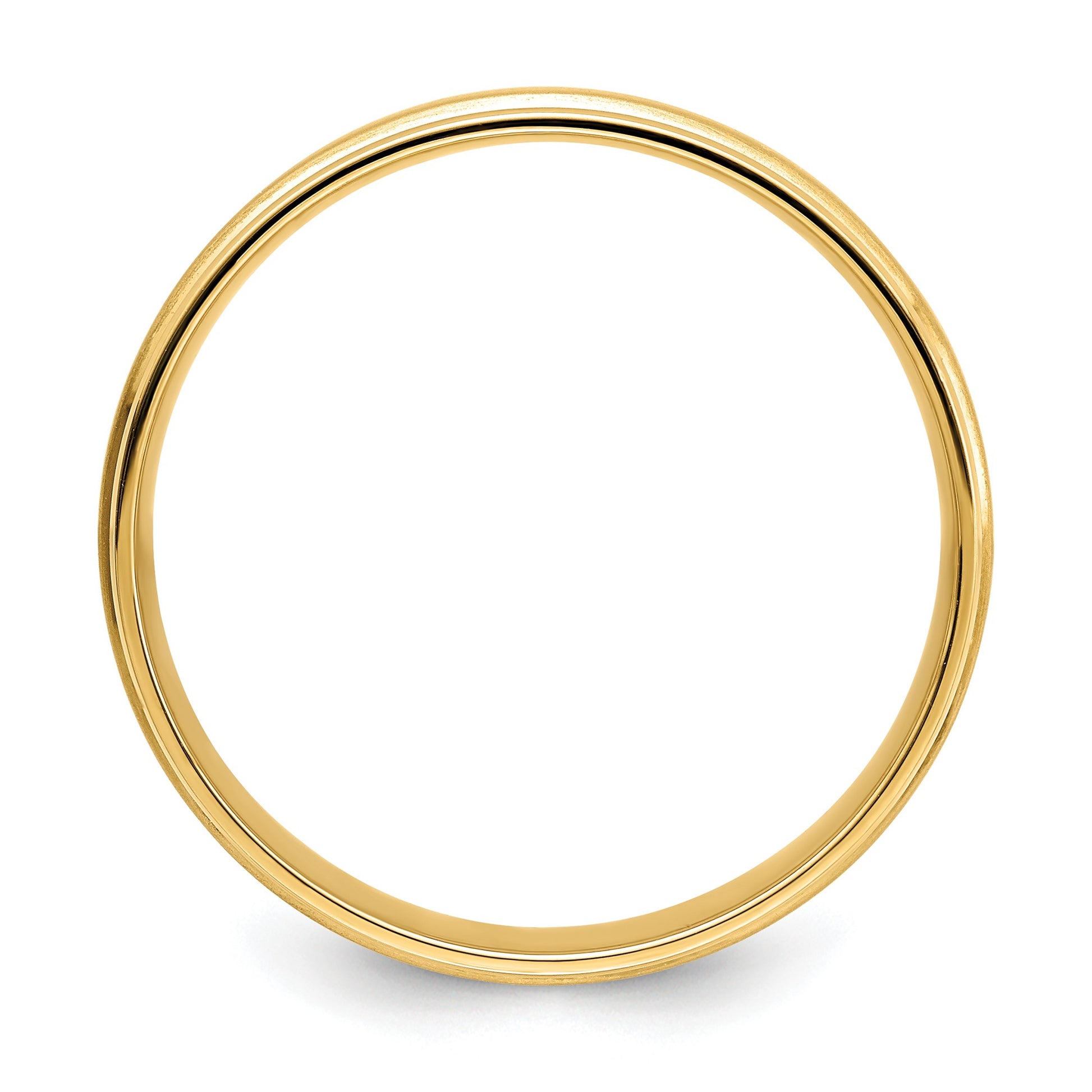 14k Yellow Gold 6mm Standard Weight Comfort Fit Brushed Satin/Polished Grooved Edge Wedding Band Size 8