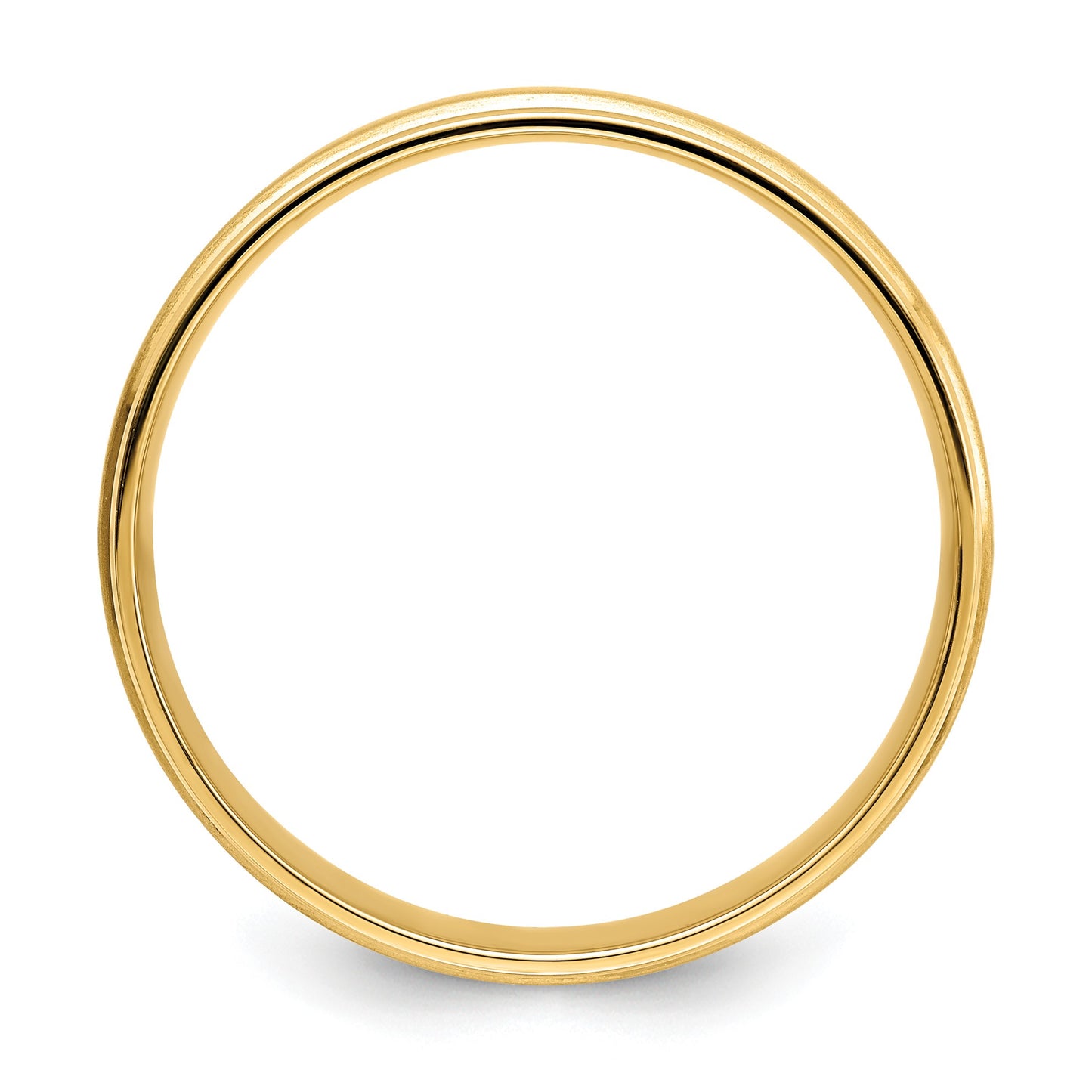 14k Yellow Gold 6mm Standard Weight Comfort Fit Brushed Satin/Polished Grooved Edge Wedding Band Size 10.5