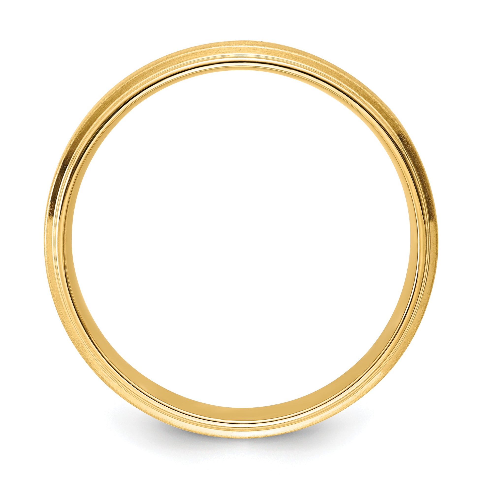 14k Yellow Gold 6mm Standard Weight Comfort Fit Brushed Satin/Polished Stepped Edge Wedding Band Size 7
