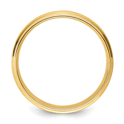 14k Yellow Gold 6mm Lightweight Comfort Fit Brushed Satin/Polished Stepped Edge Wedding Band Size 12