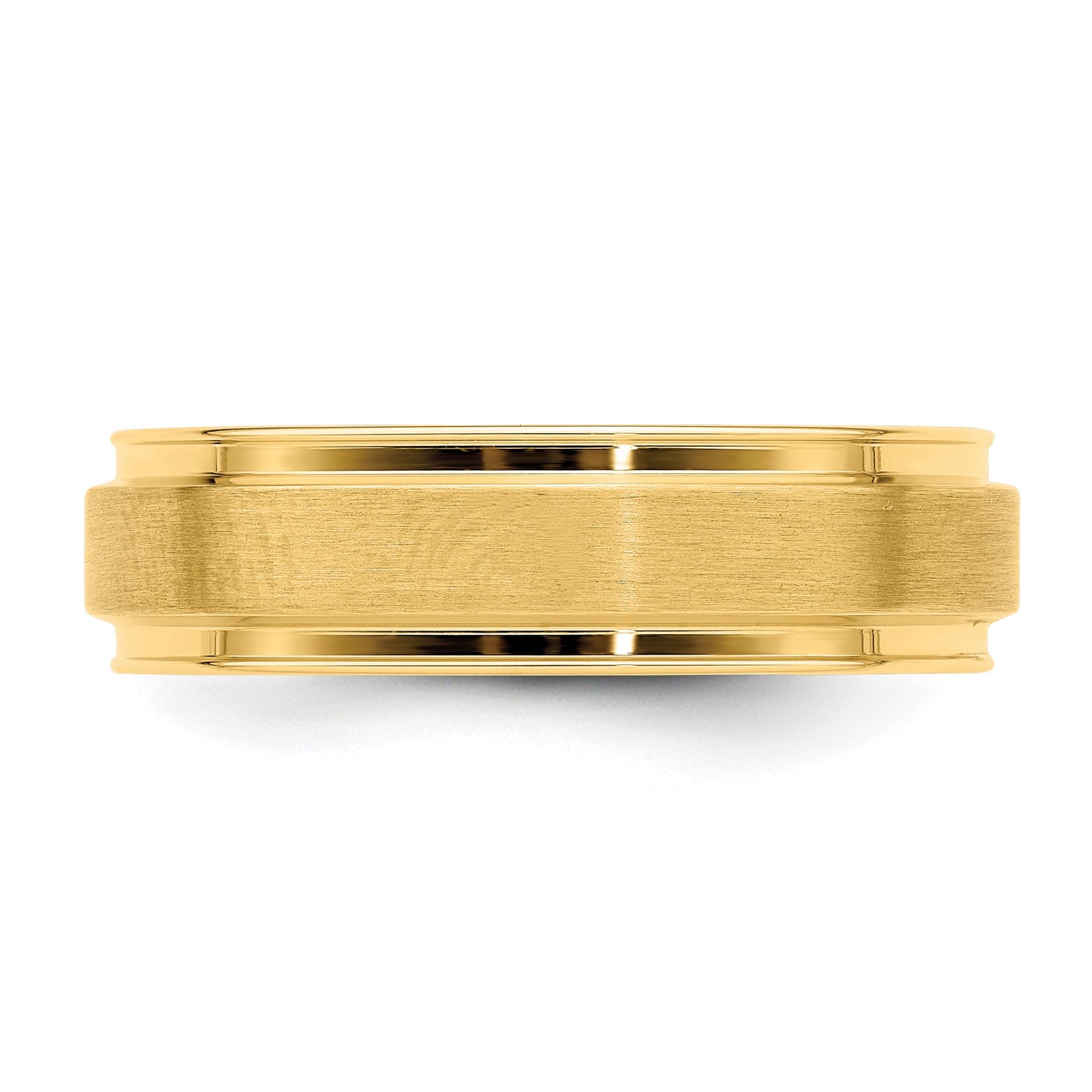 14k Yellow Gold 6mm Lightweight Comfort Fit Brushed Satin Fancy Wedding Band Size 9