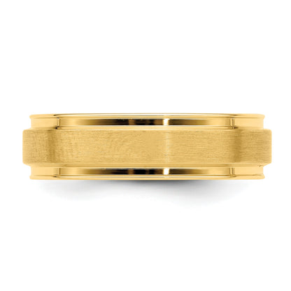 14k Yellow Gold 6mm Lightweight Comfort Fit Brushed Satin Fancy Wedding Band Size 9