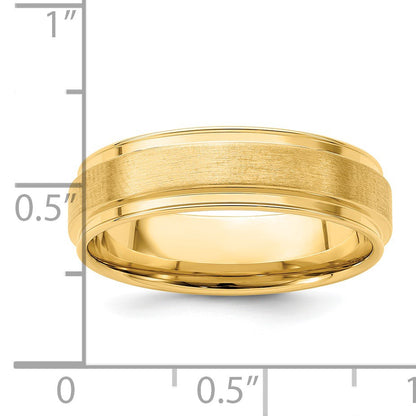 14k Yellow Gold 6mm Lightweight Comfort Fit Brushed Satin Fancy Wedding Band Size 9