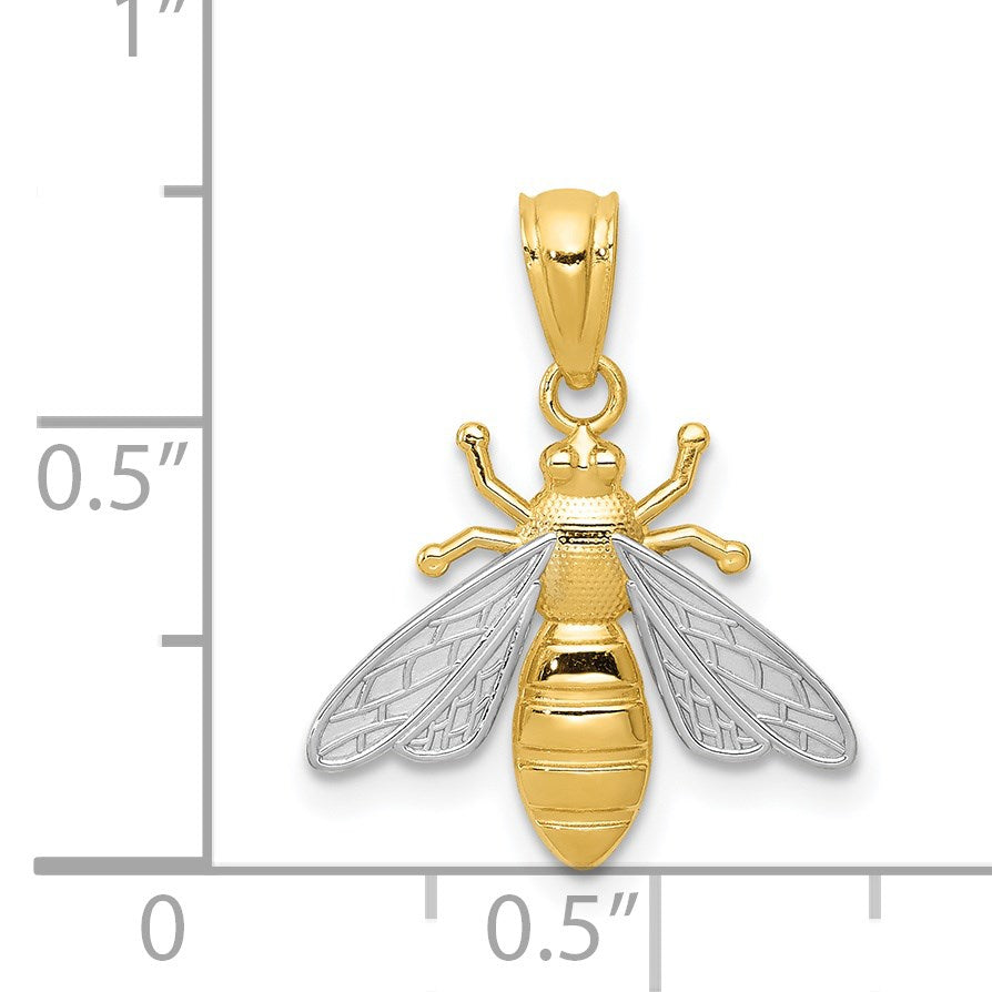 14k and White Rhodium Bee Pendant