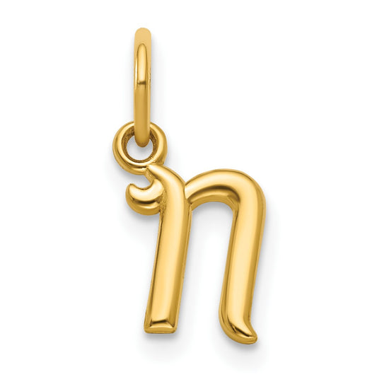 14k Yellow Gold Letter N Initial Charm