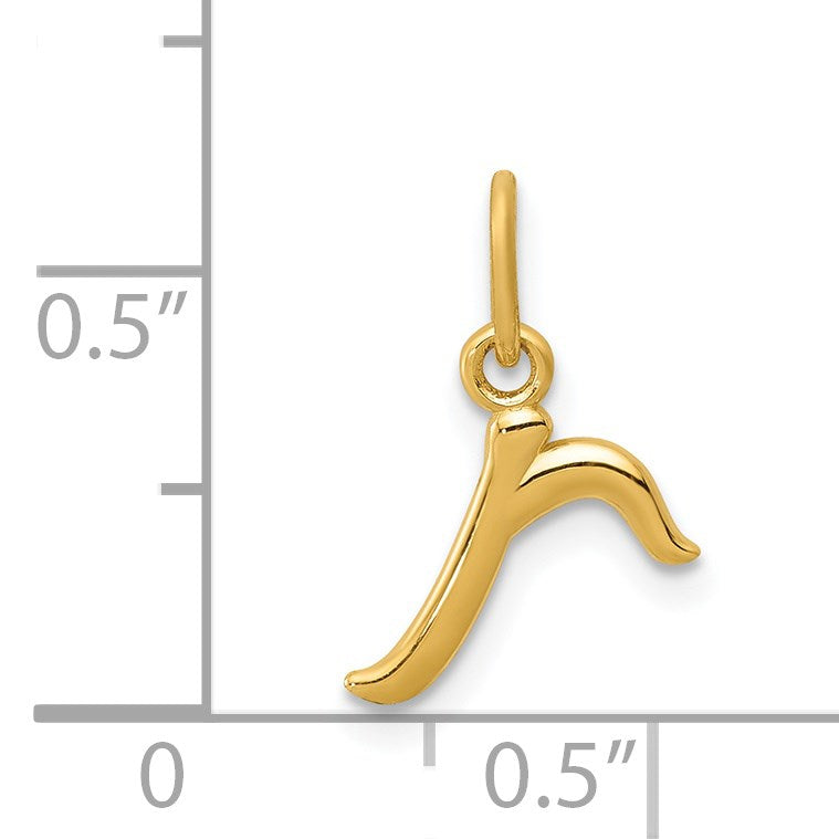 14k Yellow Gold Letter R Initial Charm
