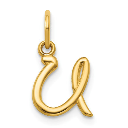 14k Yellow Gold Letter U Initial Charm