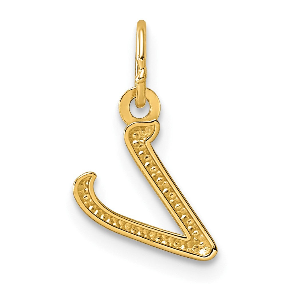 14k Yellow Gold Letter V Initial Charm