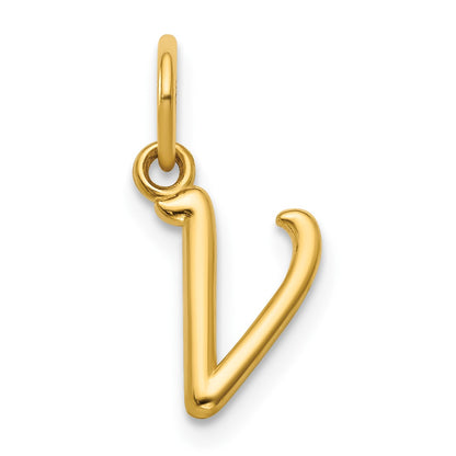 14k Yellow Gold Letter V Initial Charm